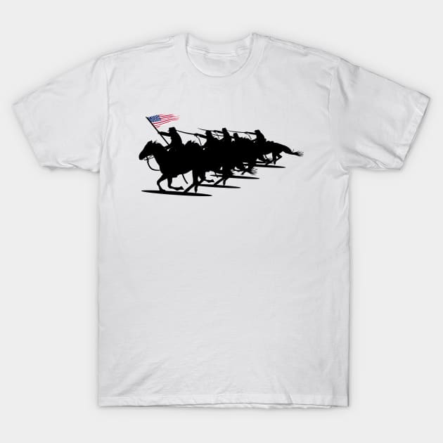 Army - Cavalry Charge - Black Silhouette T-Shirt by twix123844